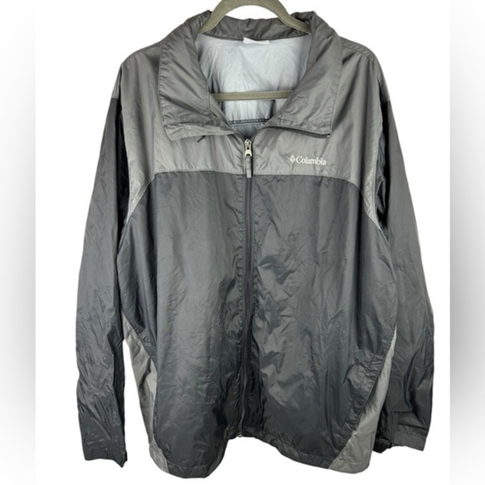 COLUMBIA men’s grey wind breaker rain jacket OMNI SHIELD XL PACKABLE FULL ZIP